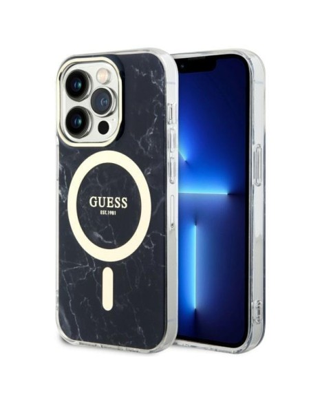 Guess Marble MagSafe dėklas, skirtas iPhone 14 Pro Max - juodas Guess Marble MagSafe dėklas, skirtas iPhone 14 Pro Max - juodas