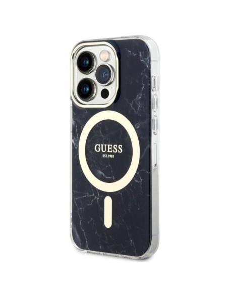 Guess Marble MagSafe dėklas, skirtas iPhone 14 Pro Max - juodas Guess Marble MagSafe dėklas, skirtas iPhone 14 Pro Max - juodas