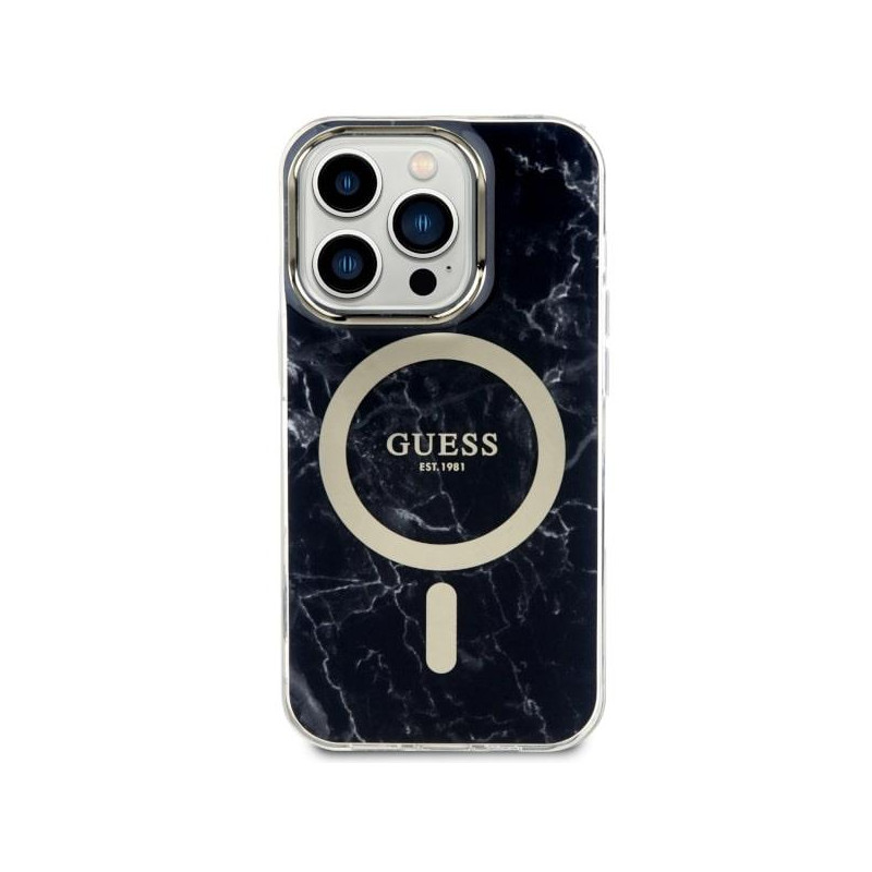 Guess Marble MagSafe dėklas, skirtas iPhone 14 Pro Max - juodas