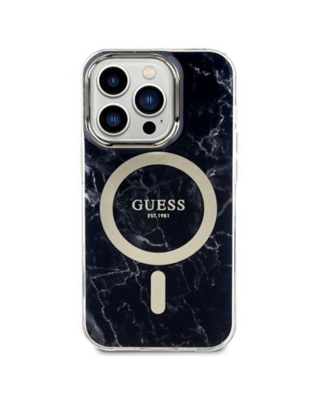 Guess Marble MagSafe dėklas, skirtas iPhone 14 Pro Max - juodas Guess Marble MagSafe dėklas, skirtas iPhone 14 Pro Max - juodas
