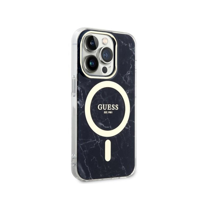 Guess Marble MagSafe dėklas, skirtas iPhone 14 Pro Max - juodas