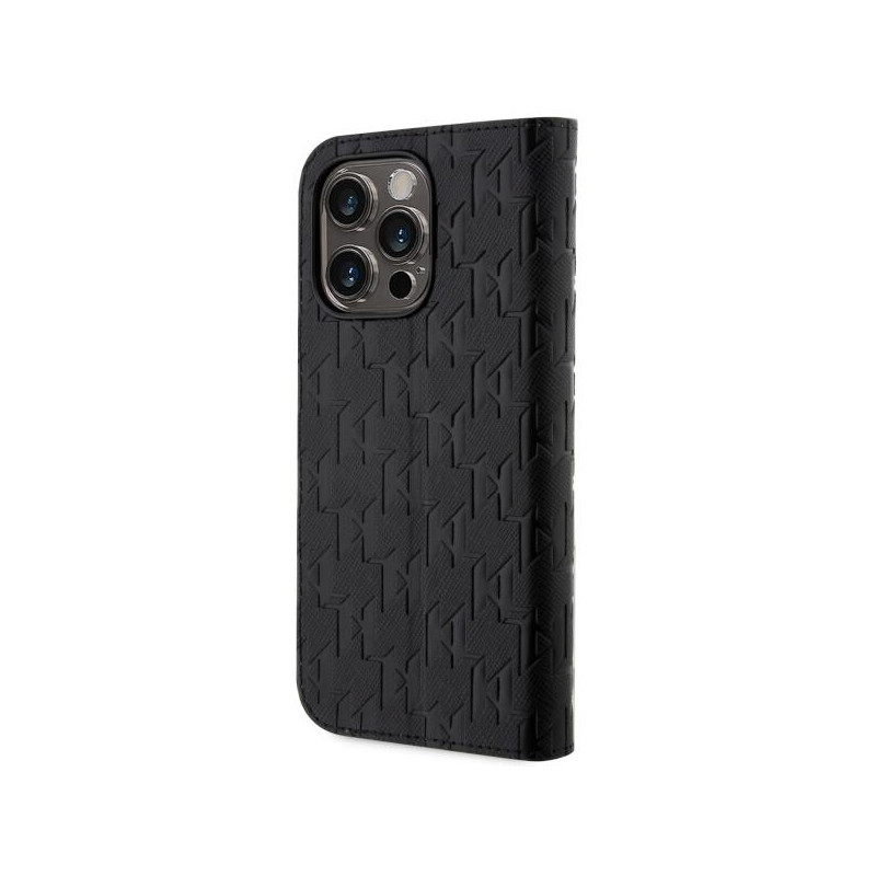 Karl Lagerfeld Saffiano Monogram dėklas iPhone 14 Pro - juodas