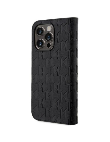 Karl Lagerfeld Saffiano Monogram dėklas iPhone 14 Pro - juodas