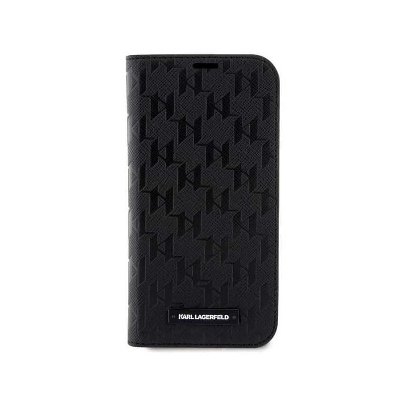 Karl Lagerfeld Saffiano Monogram dėklas iPhone 14 Pro - juodas