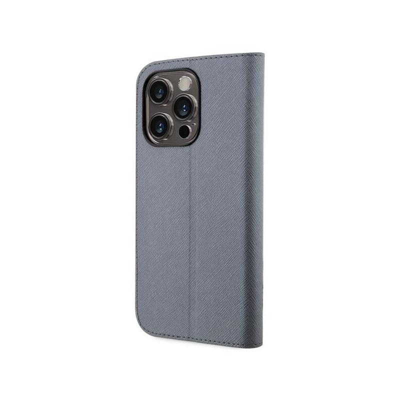 Karl Lagerfeld Saffiano Karl&Choupette dėklas iPhone 14 Pro - sidabrinis