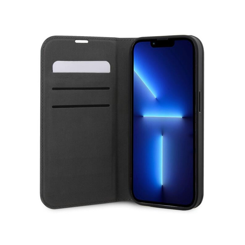 Karl Lagerfeld Saffiano Karl&Choupette dėklas iPhone 14 Pro - sidabrinis