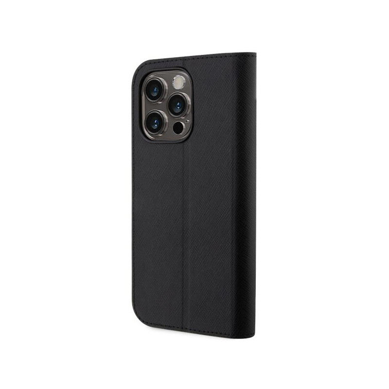 Karl Lagerfeld Saffiano Karl&Choupette dėklas iPhone 14 Pro - juodas