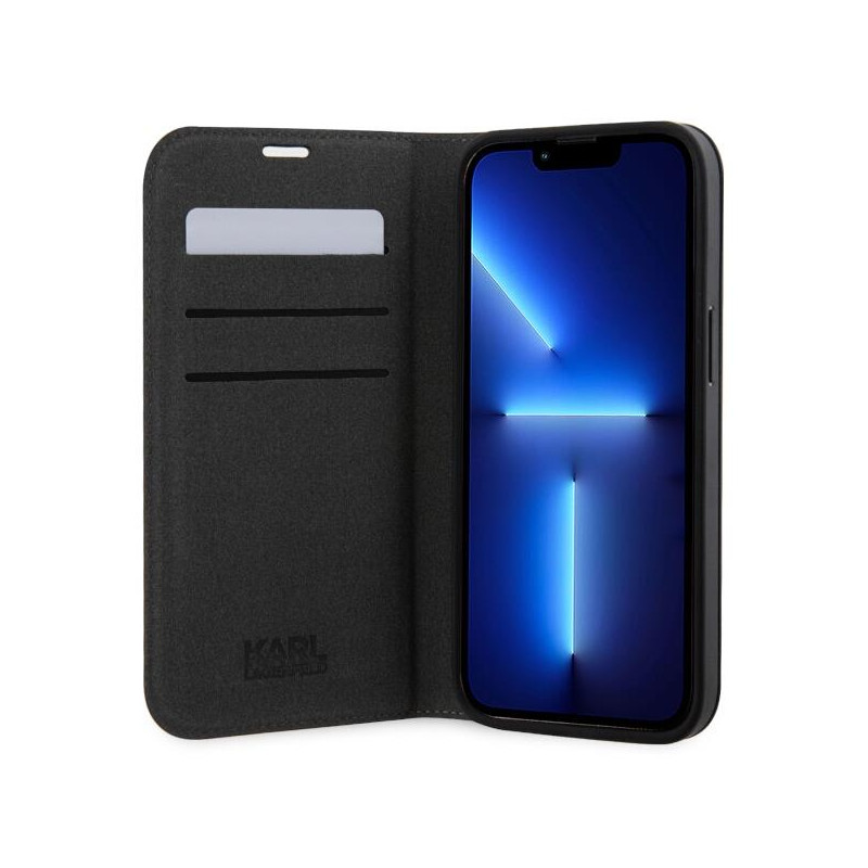 Karl Lagerfeld Saffiano Monogram dėklas iPhone 14 - juodas