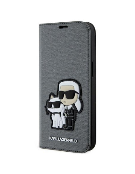 Karl Lagerfeld Saffiano Karl&Choupette dėklas iPhone 14 - sidabrinis Karl Lagerfeld Saffiano Karl&Choupette dėklas iPhone 14 - sidabrinis