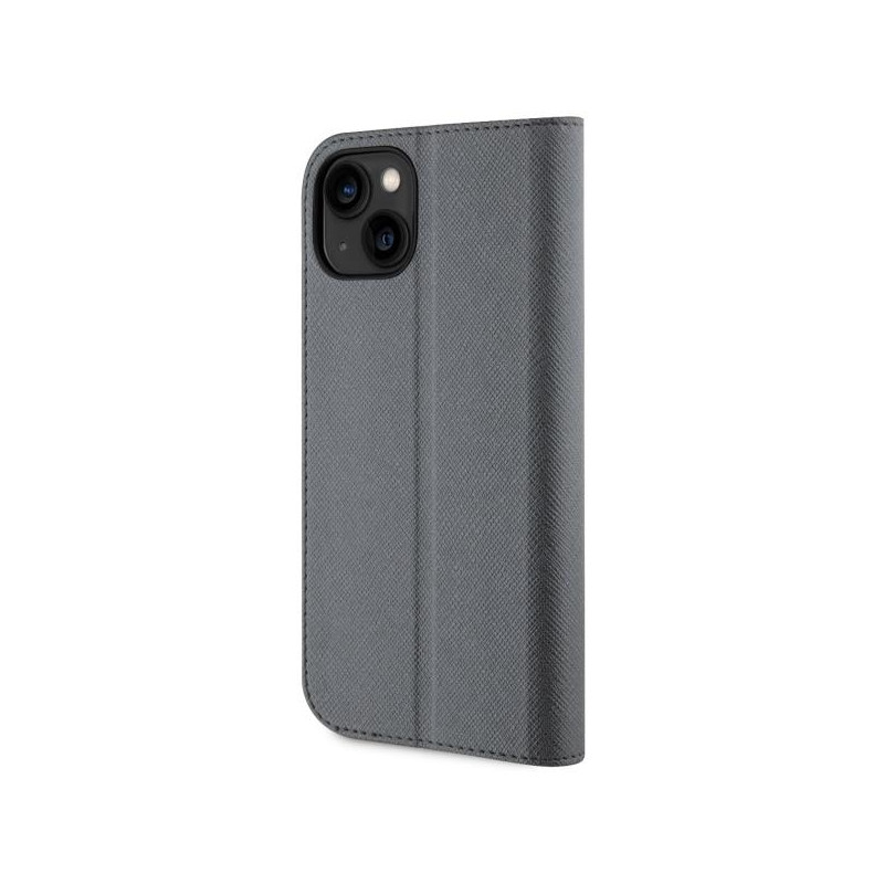 Karl Lagerfeld Saffiano Karl&Choupette dėklas iPhone 14 - sidabrinis