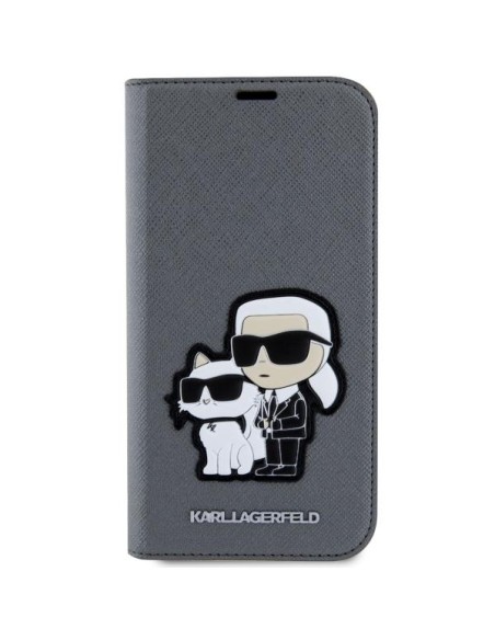 Karl Lagerfeld Saffiano Karl&Choupette dėklas iPhone 14 - sidabrinis Karl Lagerfeld Saffiano Karl&Choupette dėklas iPhone 14 - sidabrinis