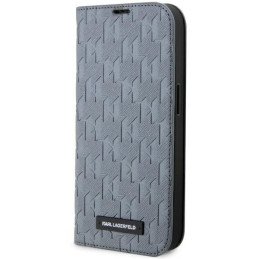 Karl Lagerfeld Saffiano Monogram dėklas, skirtas iPhone 14 Pro Max - sidabrinis