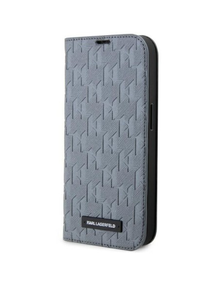 Karl Lagerfeld Saffiano Monogram dėklas, skirtas iPhone 14 Pro Max - sidabrinis Karl Lagerfeld Saffiano Monogram dėklas, skirtas iPhone 14 Pro Max - sidabrinis