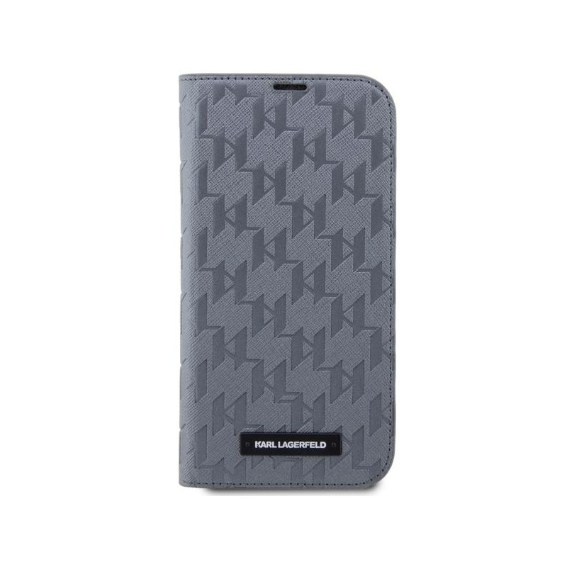 Karl Lagerfeld Saffiano Monogram dėklas, skirtas iPhone 14 Pro Max - sidabrinis