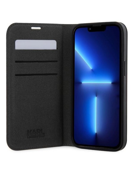 Karl Lagerfeld Saffiano Monogram dėklas, skirtas iPhone 14 Pro Max - sidabrinis Karl Lagerfeld Saffiano Monogram dėklas, skirtas iPhone 14 Pro Max - sidabrinis
