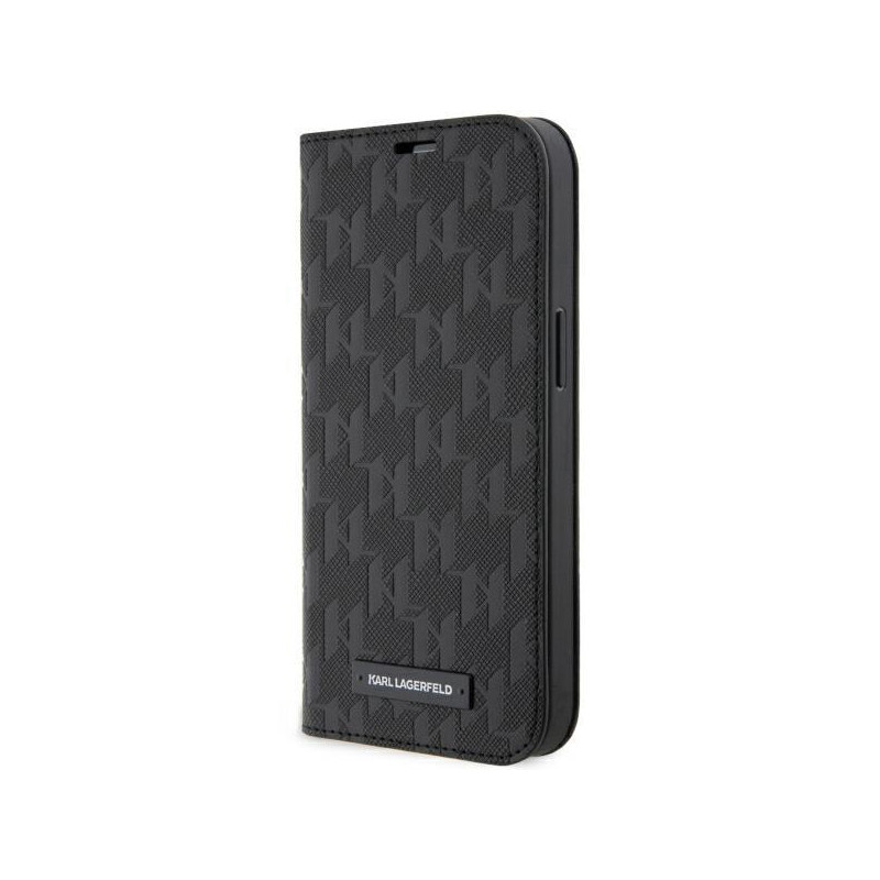 Karl Lagerfeld Saffiano Monogram dėklas iPhone 14 Pro Max - juodas