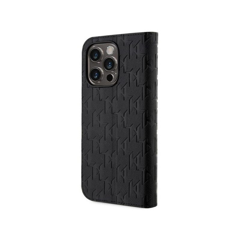 Karl Lagerfeld Saffiano Monogram dėklas iPhone 14 Pro Max - juodas