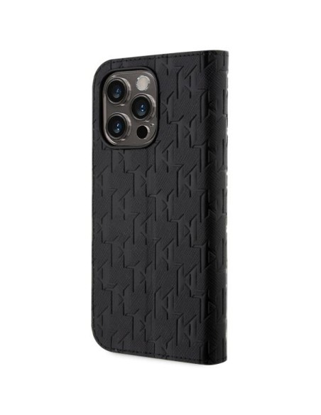Karl Lagerfeld Saffiano Monogram dėklas iPhone 14 Pro Max - juodas