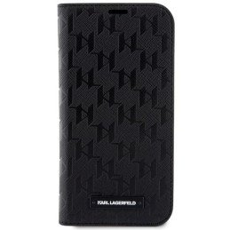 Karl Lagerfeld Saffiano Monogram dėklas iPhone 14 Pro Max - juodas
