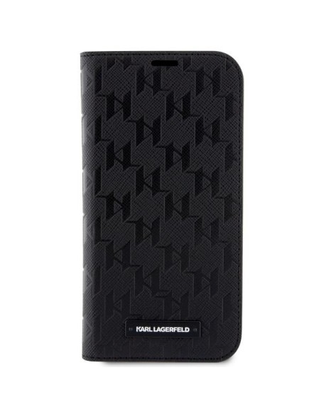 Karl Lagerfeld Saffiano Monogram dėklas iPhone 14 Pro Max - juodas