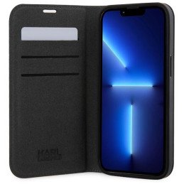 Karl Lagerfeld Saffiano Monogram dėklas iPhone 14 Pro Max - juodas