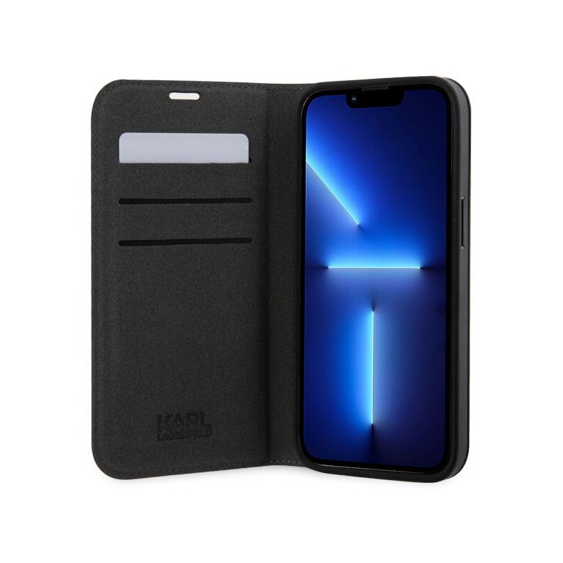 Karl Lagerfeld Saffiano Monogram dėklas iPhone 14 Pro Max - juodas