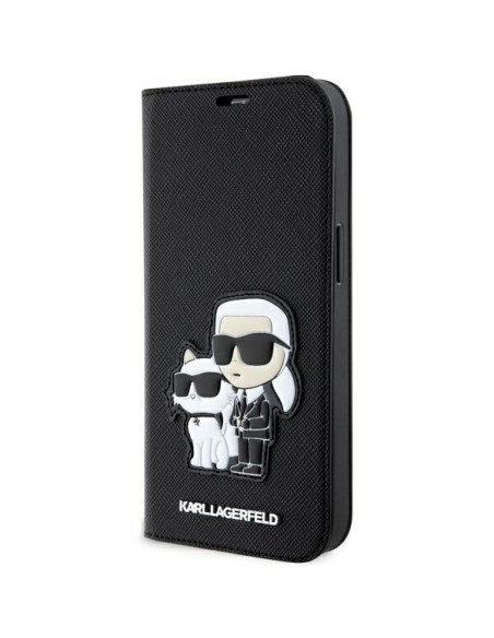 Karl Lagerfeld Saffiano Karl&Choupette dėklas iPhone 14 Pro Max - juodas Karl Lagerfeld Saffiano Karl&Choupette dėklas iPhone 14 Pro Max - juodas