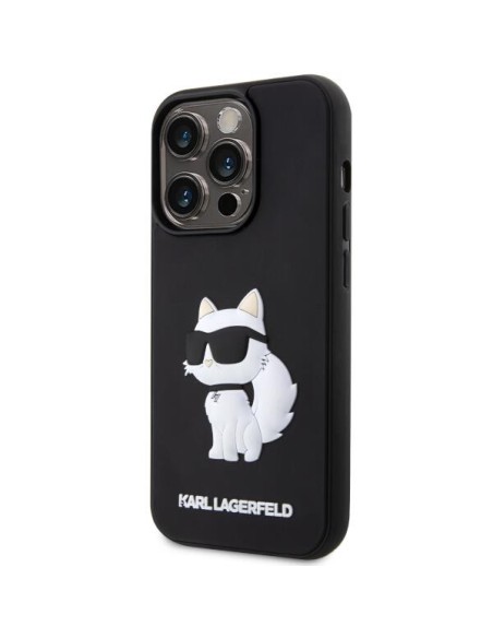 Karl Lagerfeld Rubber Choupette 3D dėklas iPhone 14 Pro - juodas