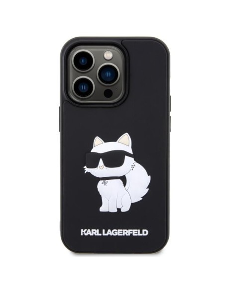 Karl Lagerfeld Rubber Choupette 3D dėklas iPhone 14 Pro - juodas