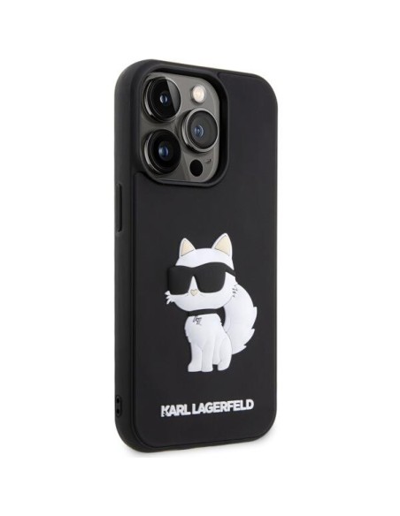 Karl Lagerfeld Rubber Choupette 3D dėklas iPhone 14 Pro - juodas