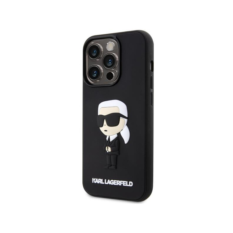 Karl Lagerfeld Rubber Ikonik 3D dėklas iPhone 14 Pro - juodas