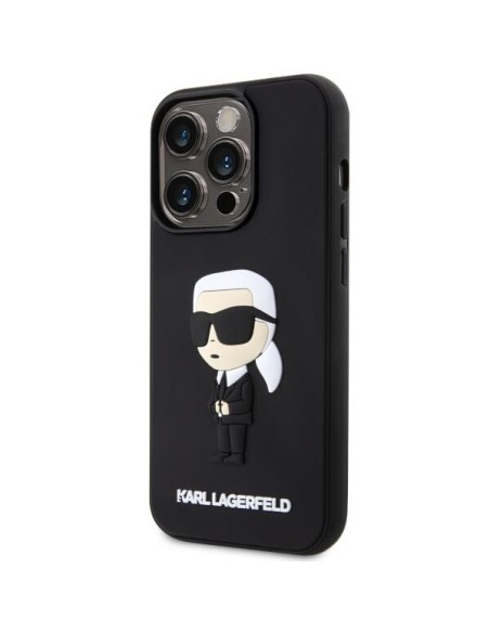 Karl Lagerfeld Rubber Ikonik 3D dėklas iPhone 14 Pro - juodas