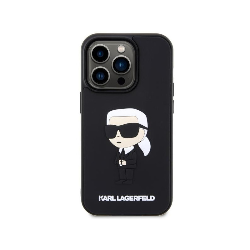 Karl Lagerfeld Rubber Ikonik 3D dėklas iPhone 14 Pro - juodas