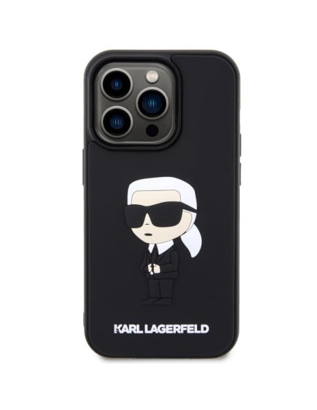 Karl Lagerfeld Rubber Ikonik 3D dėklas iPhone 14 Pro - juodas