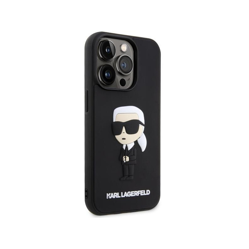 Karl Lagerfeld Rubber Ikonik 3D dėklas iPhone 14 Pro - juodas