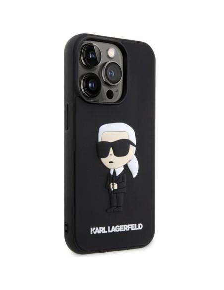 Karl Lagerfeld Rubber Ikonik 3D dėklas iPhone 14 Pro - juodas