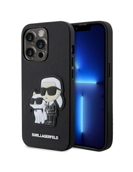 Karl Lagerfeld Saffiano Karl&Choupette dėklas iPhone 14 Pro - juodas Karl Lagerfeld Saffiano Karl&Choupette dėklas iPhone 14 Pro - juodas