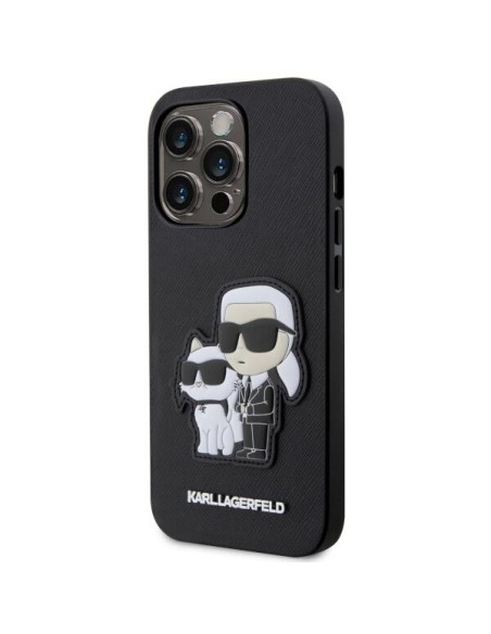 Karl Lagerfeld Saffiano Karl&Choupette dėklas iPhone 14 Pro - juodas Karl Lagerfeld Saffiano Karl&Choupette dėklas iPhone 14 Pro - juodas