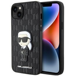 Karl Lagerfeld Saffiano Monogram Ikonik dėklas iPhone 14 Plus - juodas