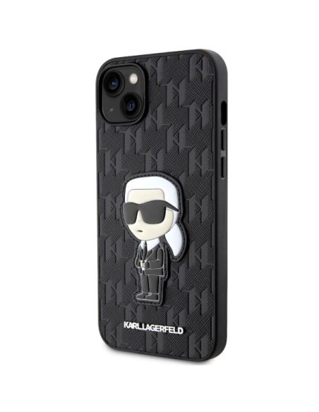 Karl Lagerfeld Saffiano Monogram Ikonik dėklas iPhone 14 Plus - juodas Karl Lagerfeld Saffiano Monogram Ikonik dėklas iPhone 14 Plus - juodas