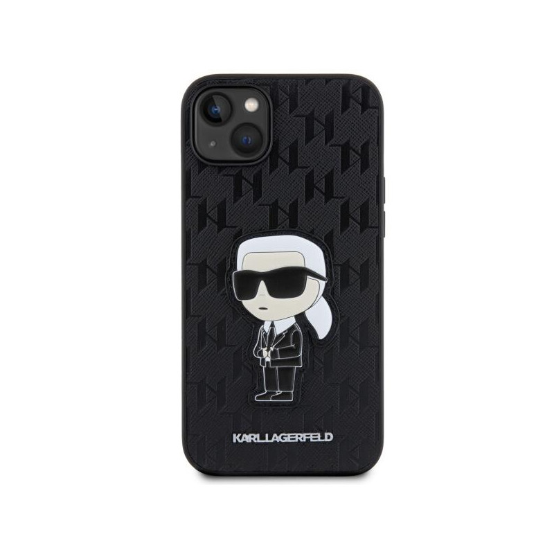 Karl Lagerfeld Saffiano Monogram Ikonik dėklas iPhone 14 Plus - juodas