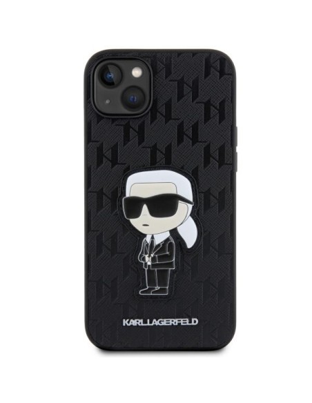 Karl Lagerfeld Saffiano Monogram Ikonik dėklas iPhone 14 Plus - juodas Karl Lagerfeld Saffiano Monogram Ikonik dėklas iPhone 14 Plus - juodas