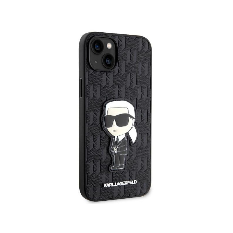 Karl Lagerfeld Saffiano Monogram Ikonik dėklas iPhone 14 Plus - juodas