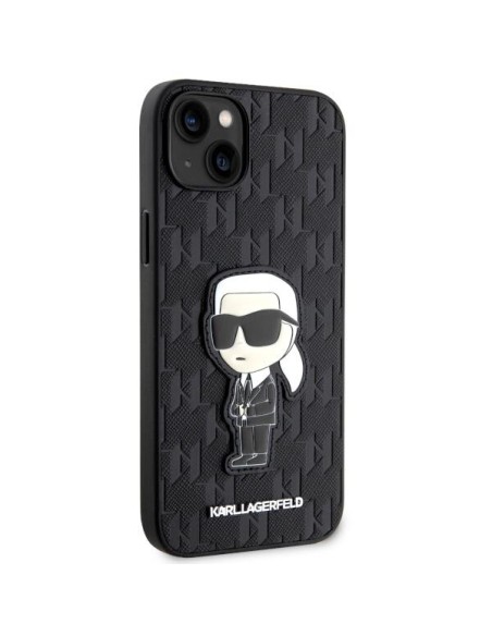 Karl Lagerfeld Saffiano Monogram Ikonik dėklas iPhone 14 Plus - juodas Karl Lagerfeld Saffiano Monogram Ikonik dėklas iPhone 14 Plus - juodas