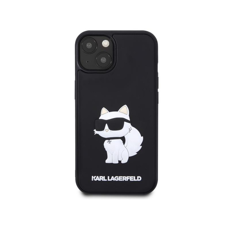 Karl Lagerfeld Rubber Choupette 3D dėklas iPhone 14 - juodas
