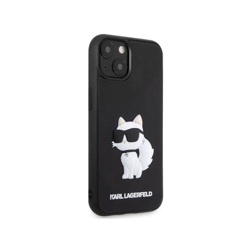 Karl Lagerfeld Rubber Choupette 3D dėklas iPhone 14 - juodas