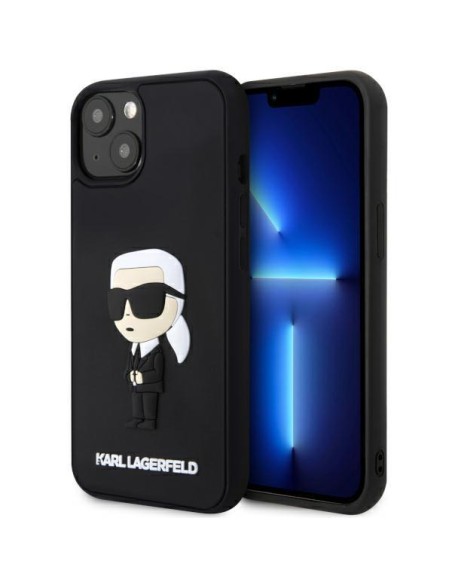 Karl Lagerfeld Rubber Ikonik 3D dėklas iPhone 14 - juodas Karl Lagerfeld Rubber Ikonik 3D dėklas iPhone 14 - juodas