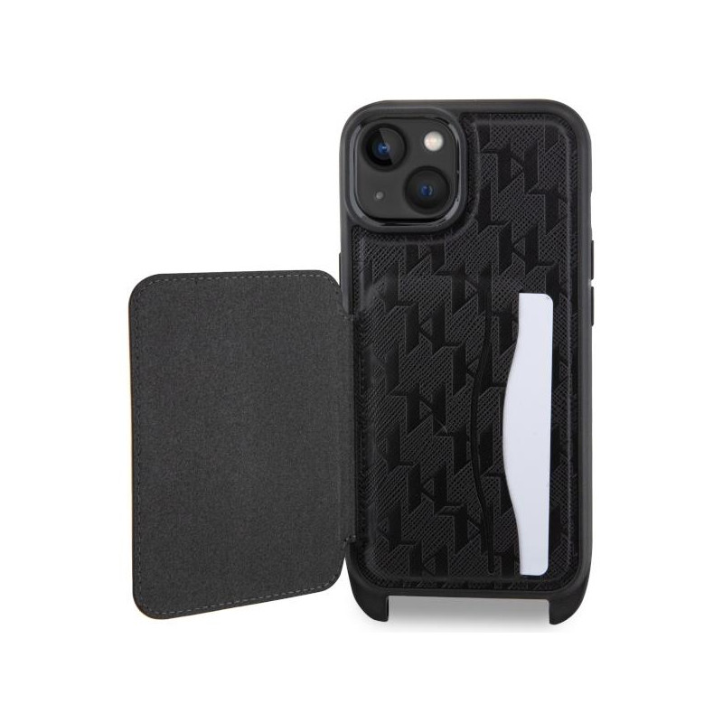 Karl Lagerfeld Crossbody Saffiano Monogram Ikonik dėklas iPhone 14 - juodas