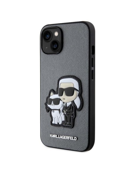Karl Lagerfeld Saffiano Karl&Choupette dėklas iPhone 14 - sidabrinis Karl Lagerfeld Saffiano Karl&Choupette dėklas iPhone 14 - sidabrinis
