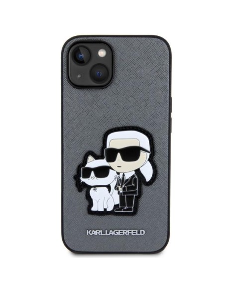Karl Lagerfeld Saffiano Karl&Choupette dėklas iPhone 14 - sidabrinis Karl Lagerfeld Saffiano Karl&Choupette dėklas iPhone 14 - sidabrinis